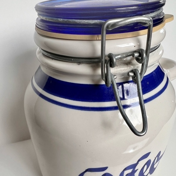 Vintage Clay Designs Coffee Canister Crock Hinged Lid Italian Made Fidenza - Picture 3 of 7